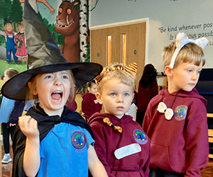 Students at Elston Primary dressed up as characters from Julia Nicholson books in a Play Box session