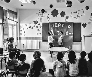 A classroom where the young students are being taught theatre