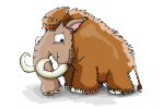 Cartoon of a wooly mammoth.